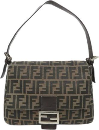 Fendi Pre-owned Canvas Shoulder Bag - Dames - Vintage Schoudertas - Bruin - ONE Size - Leer - Vintage