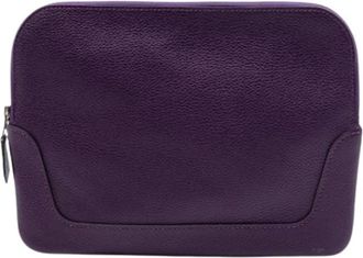 Herm&egrave;s Pre-owned Clemence Pouch - Dames - Vintage Clutch - Paars - ONE Size - Leer - Vintage
