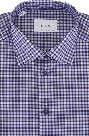 Eton Geruit overhemd - Blauw