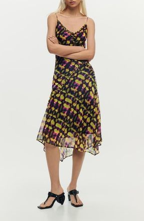 Desigual Abstract Print Chiffon Slipdress in Green at Nordstrom, Size X-Large