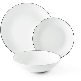 Excelsa Excelsa Platinum Servizio Piatti 18 Pezzi, Porcellana, Bianchi con Bordo Argento