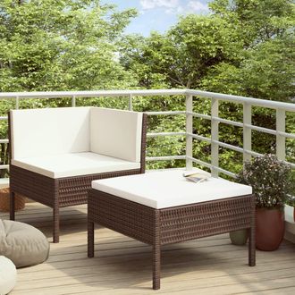 vidaXL Set De Muebles De Jard&iacute;n 2 Piezas Con Cojines Rat&aacute;n Pe Marr&oacute;n Vidaxl