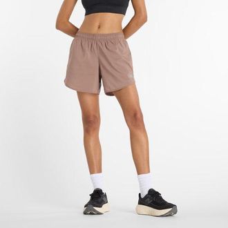 New Balance Donna Sport Essential Short 5 in Marrone, Politessuto, Taglia XS