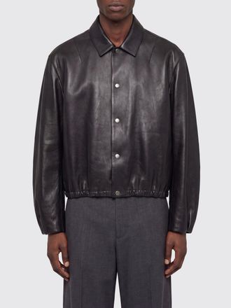 Jil Sander Giacca in pelle bovina liscia con colletto francese