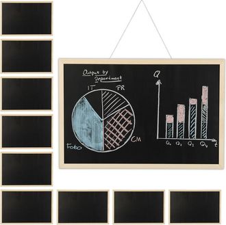 Relaxdays Relaxdays - Set De Diez Pizarras Negras Con Marco De Madera, Borrable, Organizadora, Para La Pared, 40x60 Cm