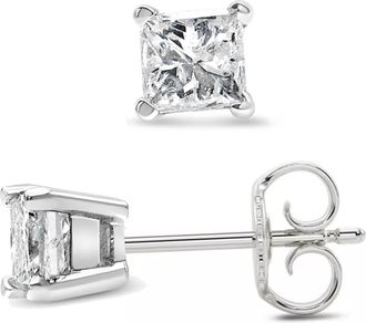 DiamondMuse Diamond Muse 0.25 cttw 14KT White Gold Princess Cut Diamond Stud Earrings for Women