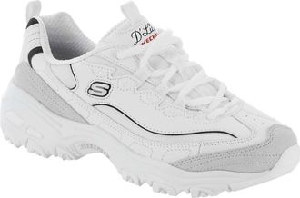 Skechers DLites New Heat Womens Trainers, White/Black/Red, Size 37.5 EU, White Black, 4.5 UK