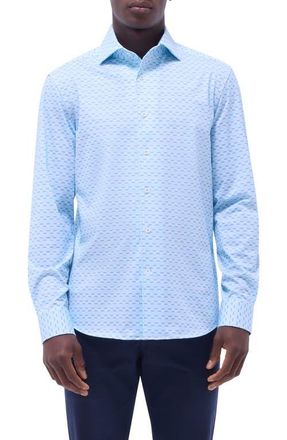 Bugatchi Devon OoohCotton Button-Up Shirt in Ice at Nordstrom, Size Xxx-Large