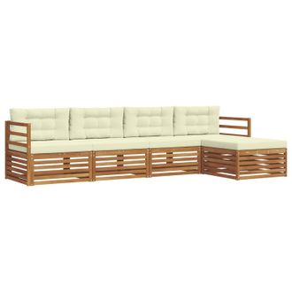 vidaXL Conjunto De Sof&aacute;s De Exterior Con Coj&iacute;n 5 Pcs Natural Y Crema Vidaxl