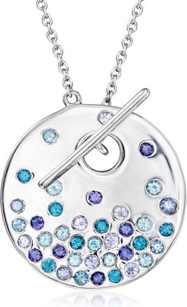 Ross-Simons Scattered Multi-Gemstone Toggle Necklace in Sterling Silver