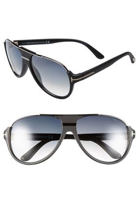 Tom Ford Dimitry 59mm Aviator Sunglasses in Matte Black/Dark Ruthenium at Nordstrom