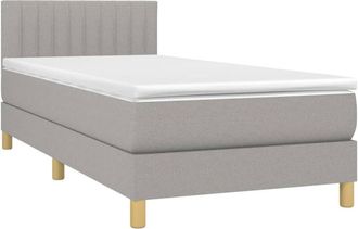 vidaXL Cama Box Spring Colch&oacute;n Y Luces Led Tela Gris Claro 90x200 Cm Vidaxl