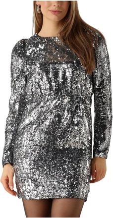 Selected Sequin Night Out Mini Jurk - Dames - Feestkleedjes - Grijs - L - Polyester - Kleedjes