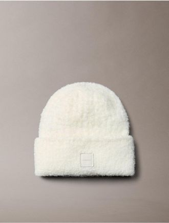 Calvin Klein Womens Boucle Cuff Hat - White