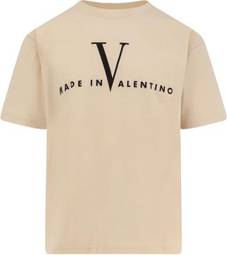 Valentino Katoenen T-shirt met Made In Valentino Print - Heren - T-shirts - Beige - L - Katoen - Tops