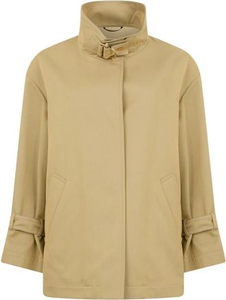 Moorer Lichtgewicht jack met hoge kraag - Dames - Zomerjassen - Beige - XL - Katoen - Jassen