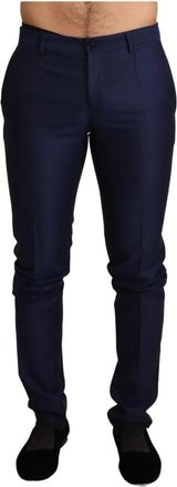 Dolce & Gabbana Klassieke Wollen Broek - Blauw - Heren - Nette broeken - Blauw - S - Wol - Broeken