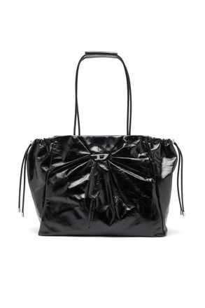 Diesel Scrunch-D - Tote bag in shiny wrinkled leather - Shopping Bags - Woman - Black