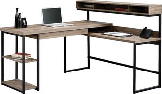 Sauder Transit L Desk, Salt Oak finish