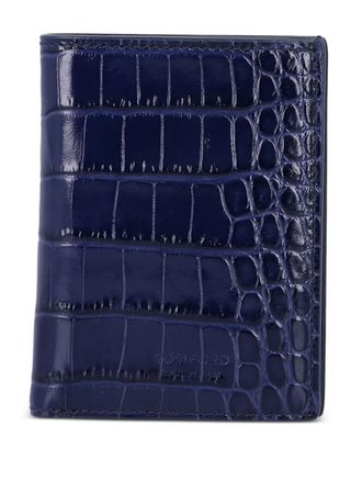 Tom Ford Pasjeshouder met krokodillen-reli&euml;f - Blauw