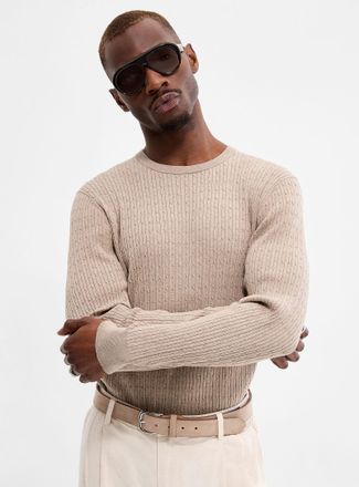 Profuomo Mens Twisted-cable silk-blend sweater