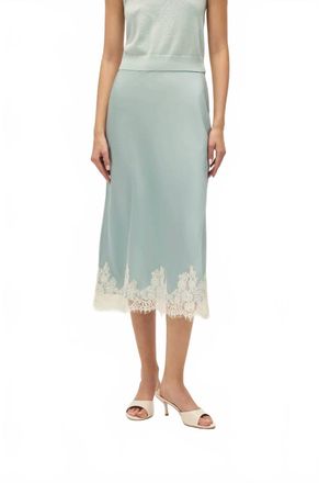 Elodie Womens Enid Lace Satin Midi Skirt In Blue