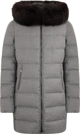 Moorer Dames, Mantels, Grijs, Maat: XL Wol