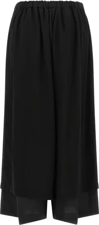 Comme Des Gar&ccedil;ons Layered-Hem Wool Trousers - Black