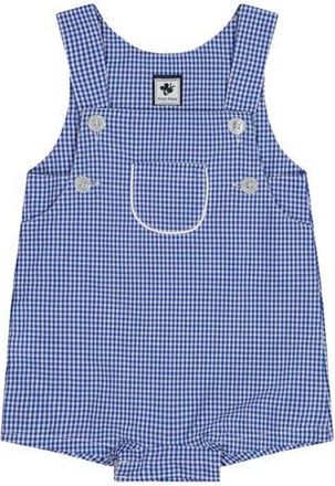Busy Bees George Classic Romper Blue Mini Check at Nordstrom, Size 2T