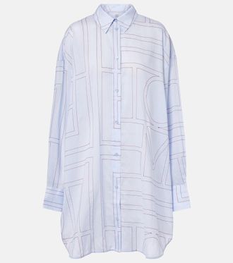 Toteme Embroidered cotton-blend poplin shirt