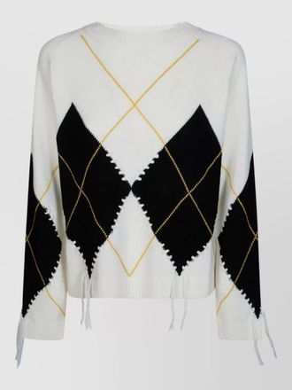 Pinko argyle knit crew neck long sleeve sweater