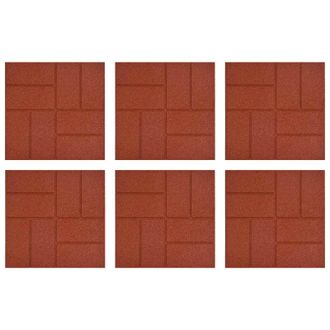 vidaXL Piedra Decorativa 6 Pcs Rojo 40,5 X 40,5 X 2 Cm Goma Vidaxl