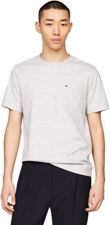 Tommy Hilfiger Mens Short Sleeve Round Neck T-Shirt with Pocket, Grey (Light Grey Heather), XS