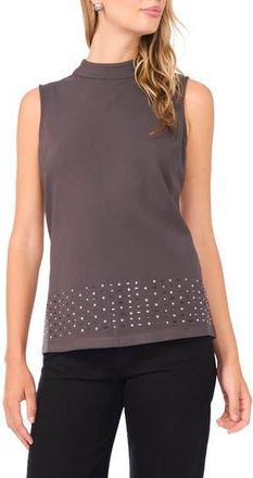 Vince Camuto Bead Detail Mock Neck Top in Medium Heather Grey at Nordstrom Rack, Size Xx-Small