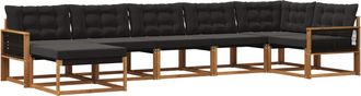 vidaXL Conjunto De Sof&aacute;s De Exterior 7 Uds. Natural Y Negro Vidaxl
