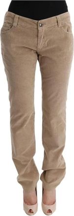 Ermanno Scervino Beige Corduroy Casual Broek - Dames - Slim Fit Broeken - Beige - L - Katoen - Broeken