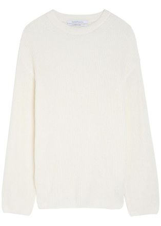Another Tomorrow Open-knit Cotton and Linen-blend Jumper - Off White - S (UK8-10 / S)