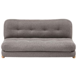 Beliani Sof&aacute; Cama De 2 Plazas Tapizado De Lino Sint&eacute;tico Patas De Madera Acolchado Sal&oacute;n Dormitorio Habitaci&oacute;n De Invitados Gris Oscuro Esbjerg