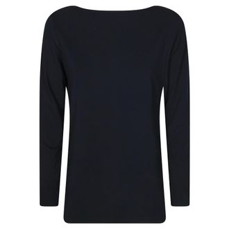 Alpha Studio Long Sleeve Tops, female, Blue, Size: L T-Shirt ML COT Stretch