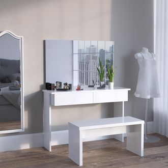 Vicco Tocador Azur, Blanco, 120 Cm Sin Espejo, Con Banco