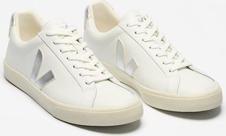 Veja Esplar Leather Womens Extra White/Silver Trainers - Size UK 5