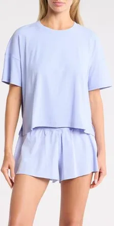 Yogalicious Heavenly Ribbed Deluxe Boxy Crop T-Shirt in Lavender Horizon at Nordstrom Rack, Size X-Large