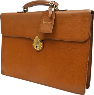 Burberry Dk88 Briefcase Bag Leather Brown Leather Briefcase Bag (Pre-Owned)