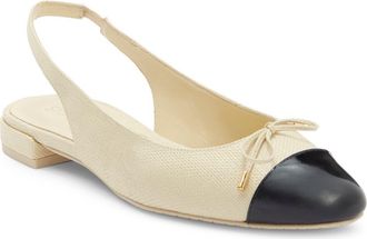 Stuart Weitzman Sleek Bow Slingback Flat in Natural/Black at Nordstrom Rack, Size 9