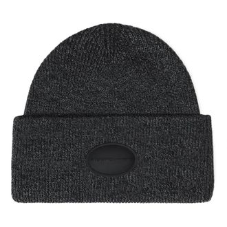 Alexander Wang Ribbed Beanie met Domde Logo Patch - Dames - Hoeden - Zwart - ONE Size - Accessoires