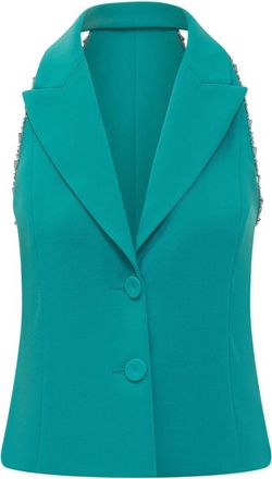 Pinko Mouwloze Vest - Dames - Gillet - Groen - M - Leer - Kostuums