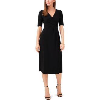 Chaus Faux Wrap Midi Dress in Black at Nordstrom, Size Medium