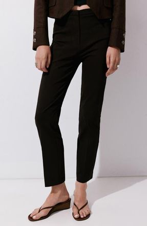 Mango Crop Straight Leg Pants in Chocolate at Nordstrom, Size 10