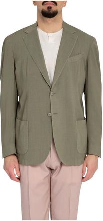 Santaniello Light Wool Washed Blazer - Heren - Blazers - Groen - M - Wol - Jassen