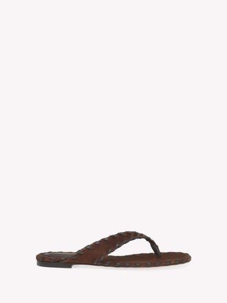 Gianvito Rossi Zaira Thong Flat Sandal in Brown Suede at Nordstrom, Size 35.5